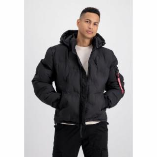 Bunda ALPHA INDUSTRIES Hooded Logo Puffer čierna