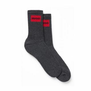 Ponožky HUGO 2-pack Rib Label grey