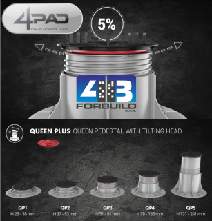 4PAD QUEEN+  QP3 - terč pod dlažbu nastaviteľný a samonivelačný ( 51 - 81mm )