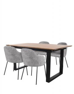 Snap - Sada: Rozkladací stôl Grand + 4 jedálenské stoličky Aura Black Boucle