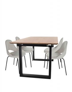 Snap - Sada: Rozkladací stôl Grand + 4 jedálenské stoličky Costa Steel Black