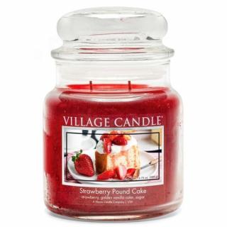 Village Candle Sviečka na strednej scéne v jahodovej librovej torte 397g - jahodový koláč