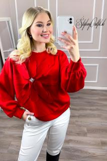 Hebká oversize mikina ONE CRYSTAL Flower ❤ Red UNI