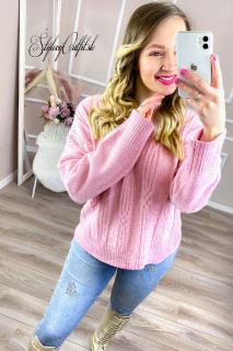 Hrejivý svetrík s pleteným vzorom TENDER ❤ Pink UNI