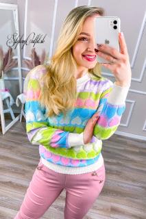 Príjemný elastický svetrík RAINBOW HEART ❤ UNI