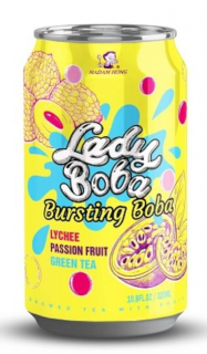 Bubble Tea Lychee, Passion Fruit, Green Tea 320ml (Lady Boba)