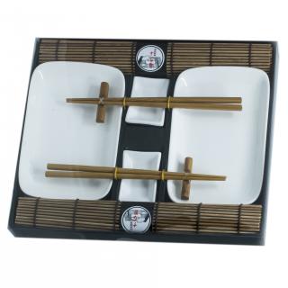 Sada na servírování sushi hnědo-bílá