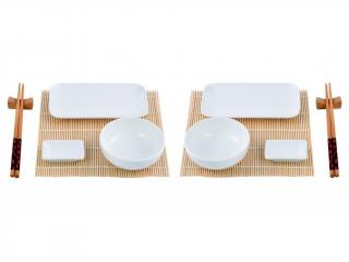 Sada na servírovanie sushi - porcelán, bambus
