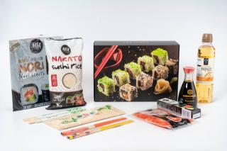 Štartovací set na sushi s ozdobnými paličkami v darčekovom balení