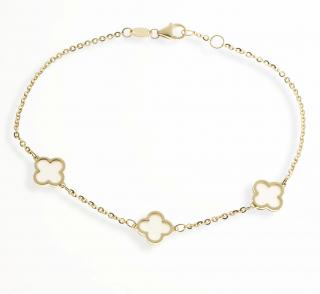 Elegantný náramok zo žltého zlata s perleťou k1566