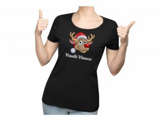Vánoční dámské tričko sob v čepici - XL
