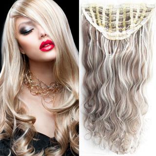 Clip in Jessica - 60 cm vlnitý pás- 8/613 - melír - F8/613 (melír světle hnědé v beach blond)