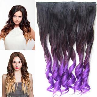 Clip in pás vlasů - lokny 55 cm - ombre odstín - odstín 2 T Purple