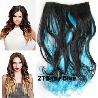 Clip in pás vlasů - lokny 55 cm - ombre odstín - odstín 27 T Baby Blue
