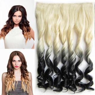 Clip in pás vlasů - lokny 55 cm - ombre odstín - odstín 613 T Black