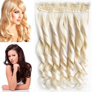 Clip in pás vlasů - vlnité lokny 55 cm - odstín - F60/613 (melír ledové blond v beach blond)