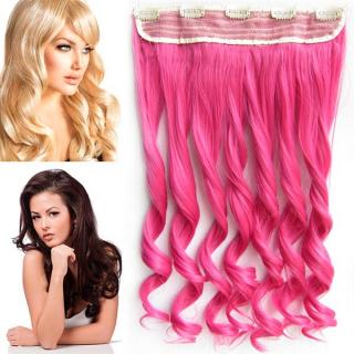 Clip in pás vlasů - vlnité lokny 55 cm - odstín Peach Pink