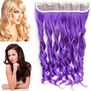 Clip in pás vlasů - vlnité lokny 55 cm - odstín Purple