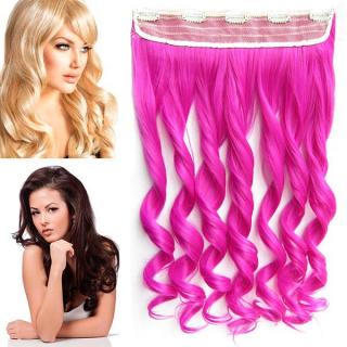 Clip in pás vlasů - vlnité lokny 55 cm - odstín Rose Pink