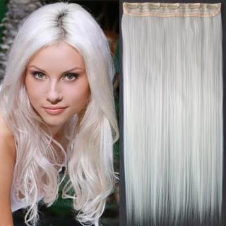 Clip in vlasy - 60 cm dlouhý pás vlasů - odstín  bílý