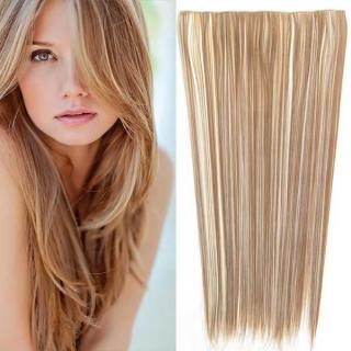 Clip in vlasy - 60 cm dlouhý pás vlasů - odstín - F613/12 (melír beach blond v karamelově hnědé)