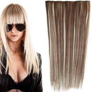 Clip in vlasy - 60 cm dlouhý pás vlasů - odstín - F613/8 (melír beach blond ve světle plavé)