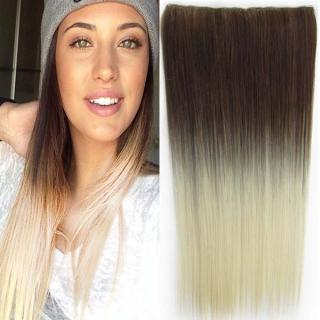 Clip in vlasy - 60 cm dlouhý pás vlasů - ombre styl - odstín 10 T 613