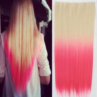 Clip in vlasy - 60 cm dlouhý pás vlasů - ombre styl - odstín 613 T Pink