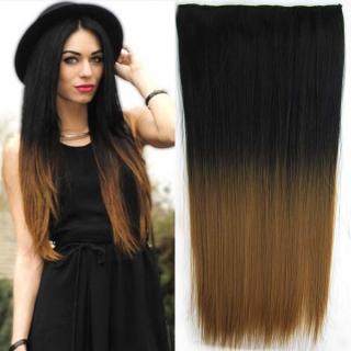 Clip in vlasy - 60 cm dlouhý pás vlasů - ombre styl - odstín Black T 27