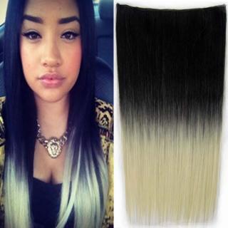 Clip in vlasy - 60 cm dlouhý pás vlasů - ombre styl - odstín Black T 613