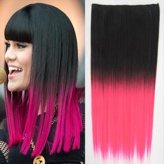 Clip in vlasy - 60 cm dlouhý pás vlasů - ombre styl - odstín Black T Pink