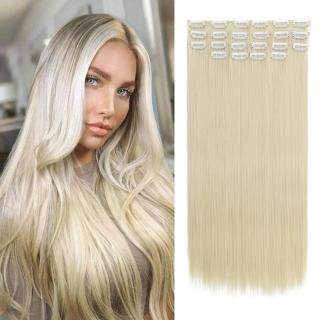 Clip in vlasy - sada DE-LUXE, 57 cm, odstín - 613 (beach blond)