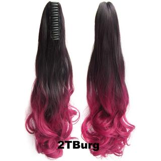 Culík, cop na skřipci - vlnitý 55 cm - Ombre styl - odstín 2 T Burg