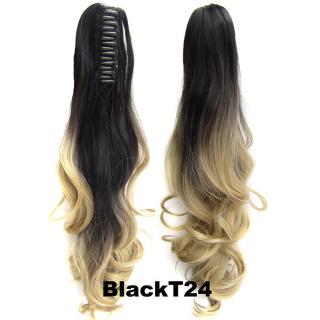 Culík, cop na skřipci - vlnitý 55 cm - Ombre styl - odstín Black T 24