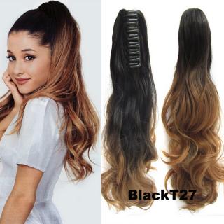 Culík, cop na skřipci - vlnitý 55 cm - Ombre styl - odstín Black T 27