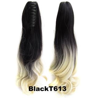 Culík, cop na skřipci - vlnitý 55 cm - Ombre styl - odstín Black T 613