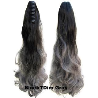 Culík, cop na skřipci - vlnitý 55 cm - Ombre styl - odstín Black T Dim Grey