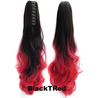 Culík, cop na skřipci - vlnitý 55 cm - Ombre styl - odstín Black T Red