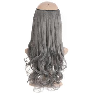 Flip in halo příčesek vlnitý 60 cm - revoluce v prodloužení vlasů! - Dim Gray