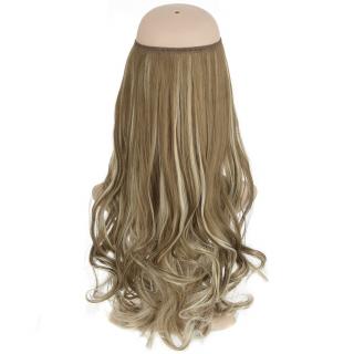 Flip in halo příčesek vlnitý 60 cm - revoluce v prodloužení vlasů! - F613/6P (melír beach blond ve středně hnědé)