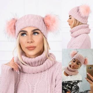 Kesi Dámská sada čepice a nákrčníku Rozie - Pink