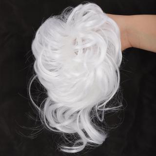 Kudrnatý drdol na gumičce s culíkem - 60B (ledová blond)