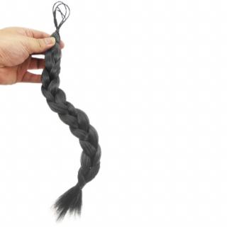 Pletený copánek na gumičce - 35 cm - 2 (tmavě hnědá pralinka)