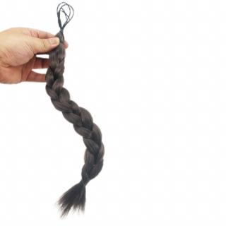 Pletený copánek na gumičce - 35 cm - 4 (čokoládově hnědá)