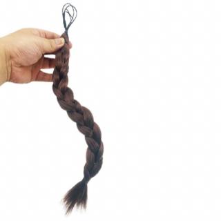 Pletený copánek na gumičce - 35 cm - M2/33 (mix tmavá pralinka/tmavý kaštan)