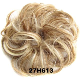 Příčesek - drdol na gumičce - 27H613 (melír karamelové a beach blond)