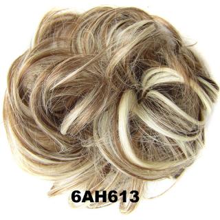 Příčesek - drdol na gumičce - 6AH613 (melír nugátově hnědé v beach blond)