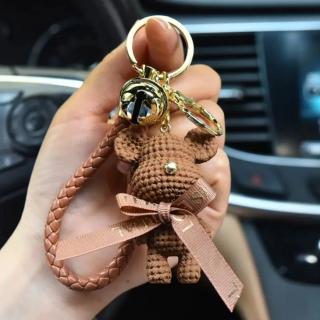 Přívěšek na klíče s rolničkou Teddy - hnědá barva
