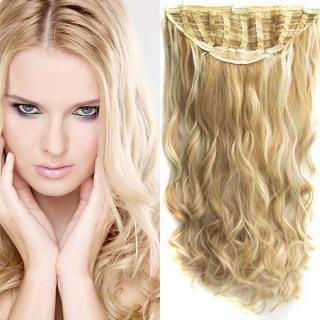 Světové zboží Clip in Jessica - 60 cm vlnitý pás - F613/18 - melír  - F613/18 (melír beach blond ve středně plavé)