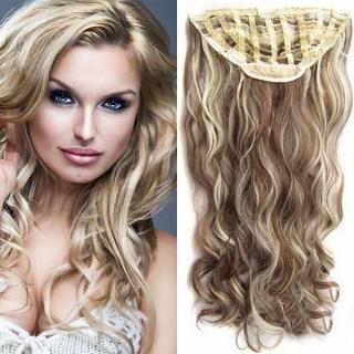 Světové zboží Clip in Jessica - 60 cm vlnitý pás - F613/8 - melír - F613/8 (melír beach blond ve světle plavé)